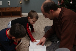 Reading the Christmas story from Luke.